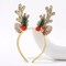 Christmas Headbands Glitter Christmas Elk Antlers Headband Cute Xmas Hair Bands Holiday Headbands Party Gift Christmas Costume Party Accessories for Women and Girls (Gold)